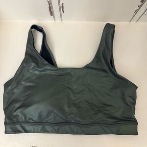 PelotonXJessKing Sports Bra V Back Scoop Neck Shine Metallic Green Size Large